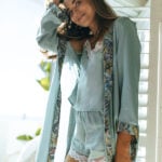 Turquoise silk dressing gown