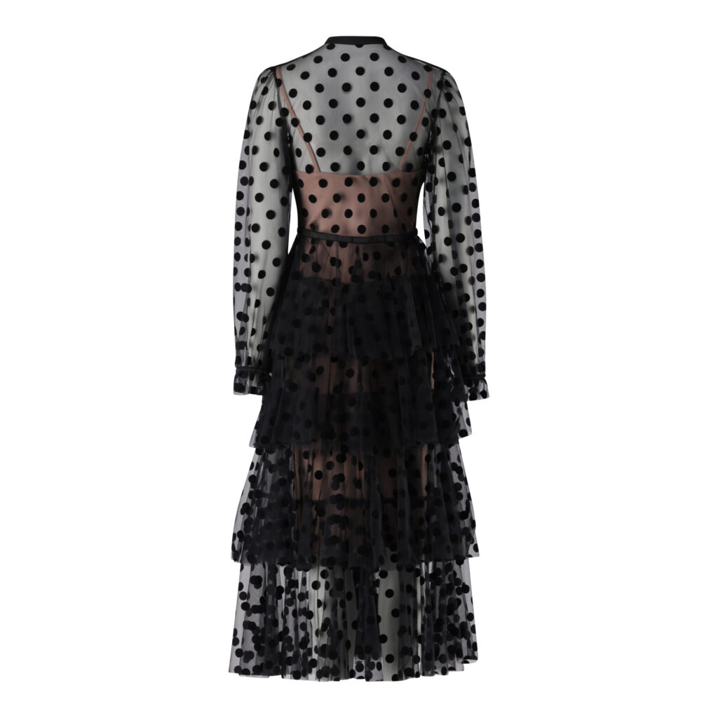 Black dot layered dress _ out fit _ Back_15