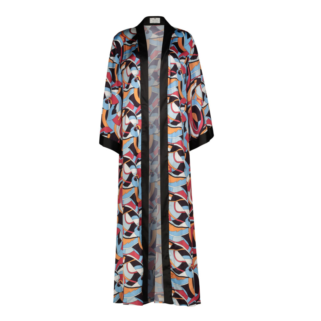 Kimono_ black blue silk_Front