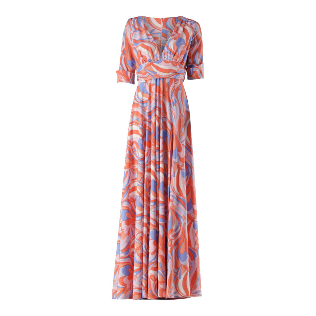 Peach printed dress _ Front_21