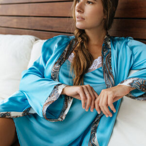 Blue silk dressing gown