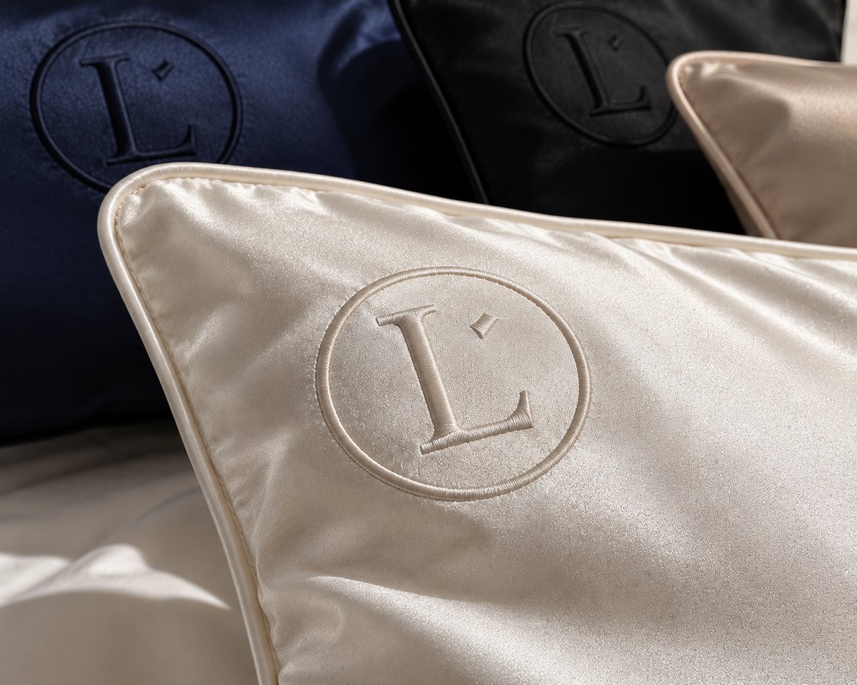 Silk pillowcases with the embroidered Leocé L